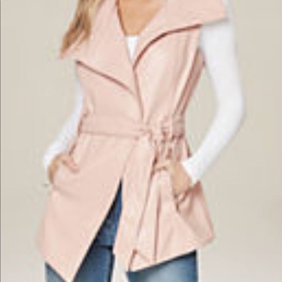 Bebe Pink Asymmetrical Faux Leather Vest with Belt - Picture 10 of 10